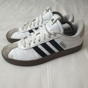 adidas VL Court 3.0 Mens Leather Skateboard Sneakers White Black Grey Size 11